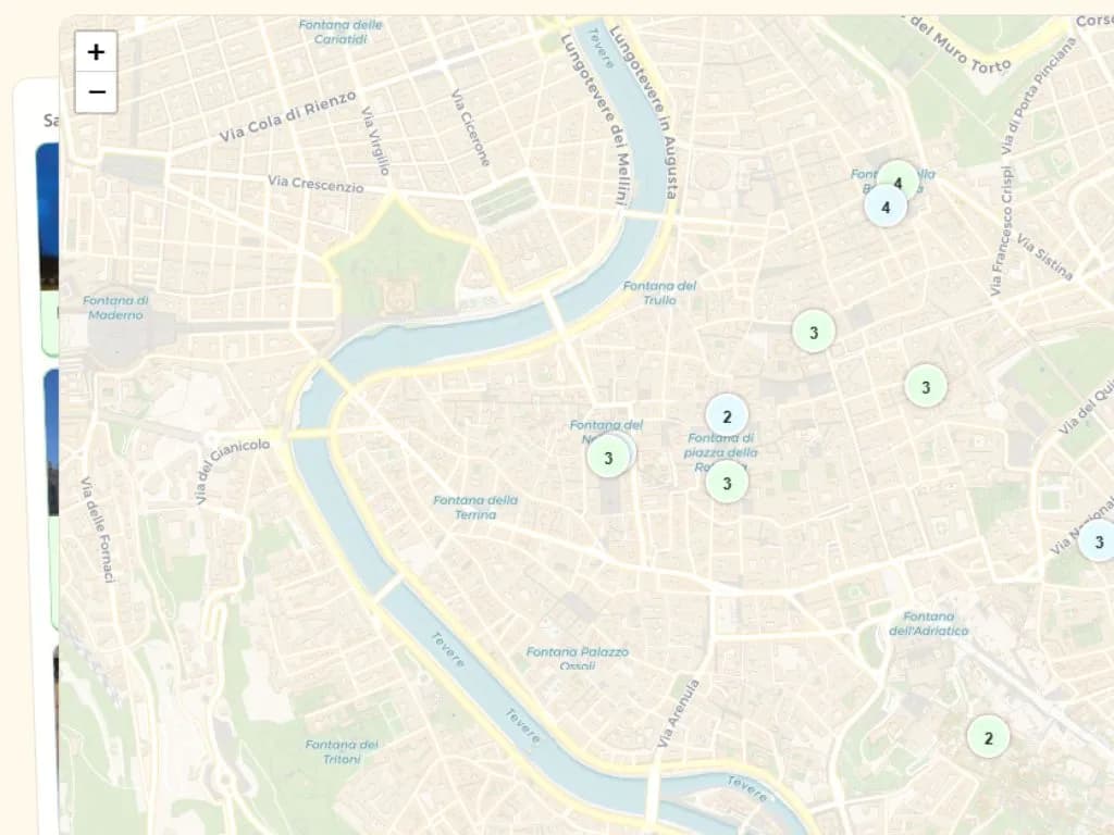 Turistar map board showing activities across the city.